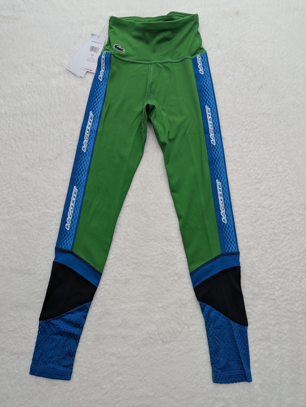 Lacoste Women’s SPORT Logo Stripe Leggings green blue XS